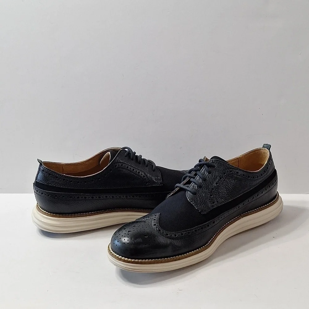 Cole Haan Men's Preppy Whiskey Navy Leather Tucker Oxford II Shoes Size 8.5